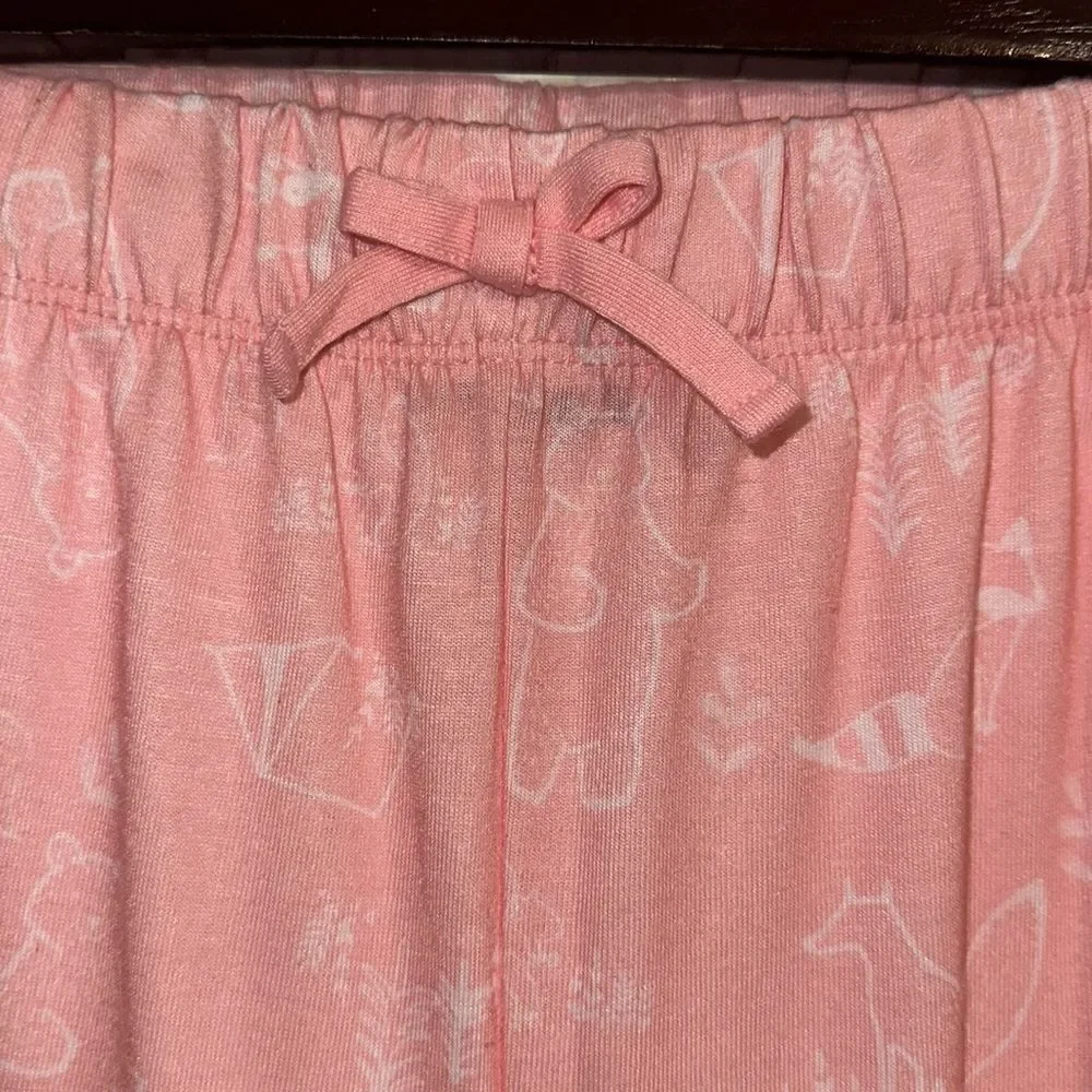 Eddie Bauer 14/16 L Kids Forest Animals Pink White Pajama Jogger Pants Bottom